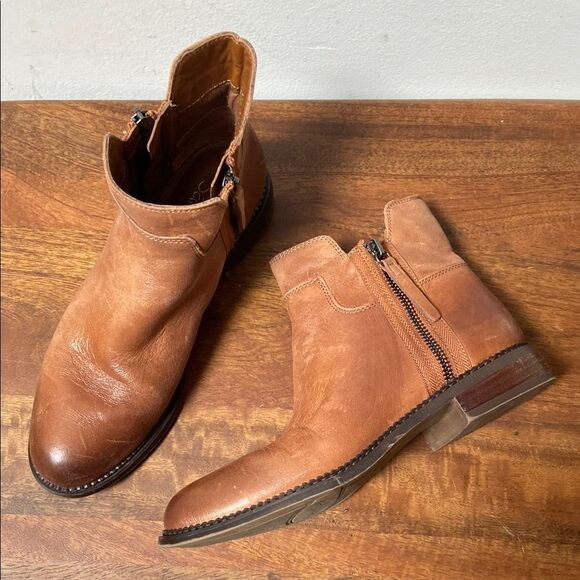 Franco Sarto Cognac Leather Booties - Picture 1 of 11